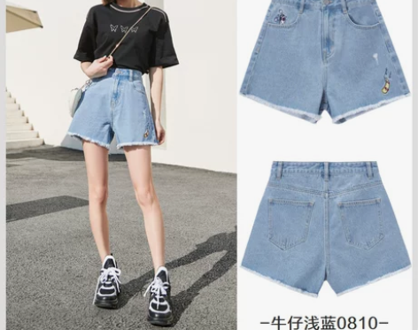 【狂暑价】森马牛仔短裤女2021夏季新款绣...