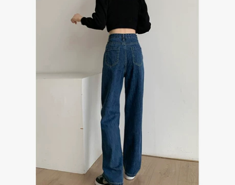 高腰阔腿牛仔裤女两条打包  95斤以内合适...