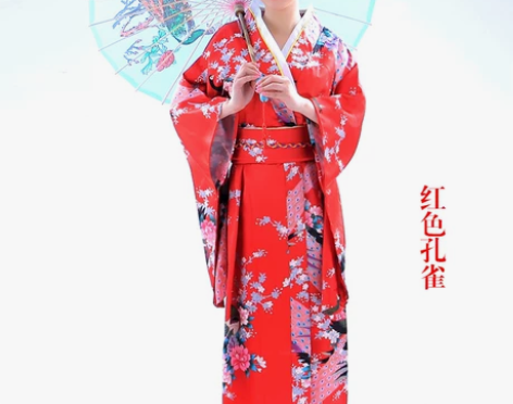 女式日本和服女正装樱花浴衣开衫长款振袖写真...