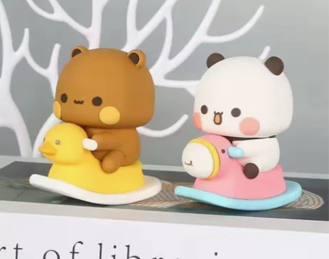 熊猫一二布布桌面玩偶可爱手办车载摆件卡通可...