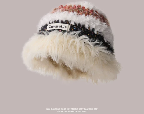 【保暖价】彩色毛绒针织帽子女秋冬加厚防寒毛...