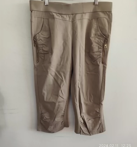 拉锁女士七分裤中老年妈妈装夏季休闲短裤高腰...