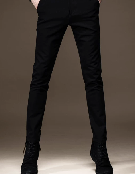 意大利纯黑色牛仔裤男士加绒修身小脚弹力韩版...