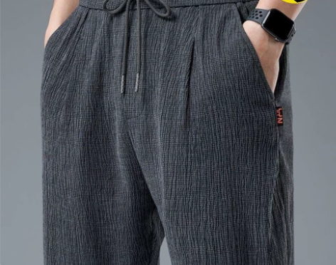 夏季冰丝九分亚麻休闲裤超薄透气宽松直筒棉麻...