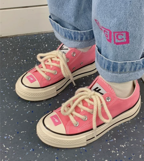 回力粉色高帮帆布鞋女2023新款春秋百搭鞋...