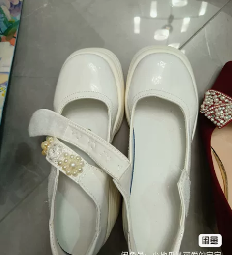 白色玛丽珍婚鞋珍珠36码正码  穿在婚纱下...
