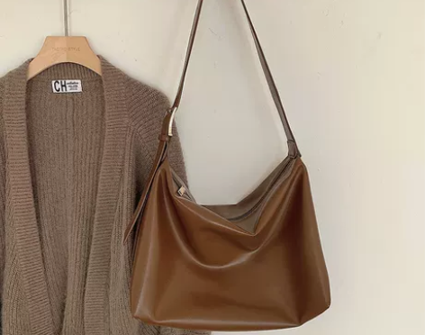 韩版百搭包包软塌极简风单肩包大包2023新...