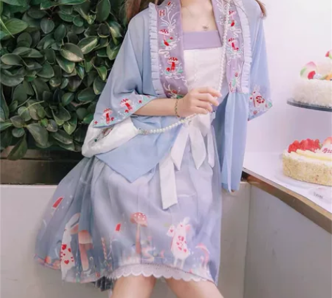 汉旭梦游仙境原创汉服女中国风短裙宋制褙子吊...