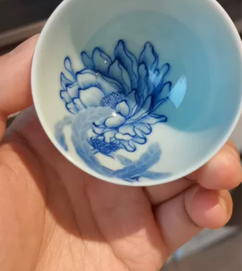 青樵轩，青樵雅玩，青花直口杯，50cc，带...