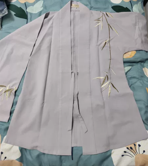 重回汉唐幽葟直领对襟短褙子汉服灰紫色165...