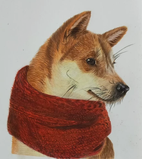 彩铅纯手工绘制 装饰画 狗  画纸大小是A...