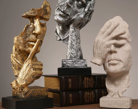 抽象艺术客厅轻奢摆件办公室沉默是金雕塑酒柜...