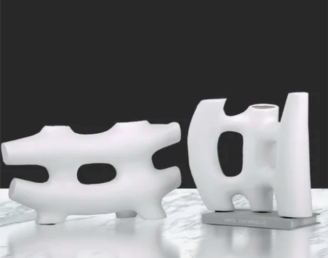 酒柜摆件 现代极简几何陶瓷样板房客厅软装饰品