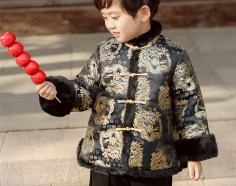 汐汐慕汉服男童冬款儿童中国风拜年服男孩过年...