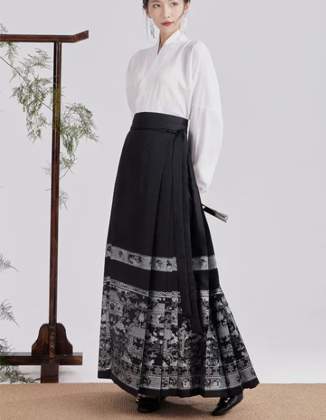 织银国风马面裙套装明制原创黑色汉服2023...