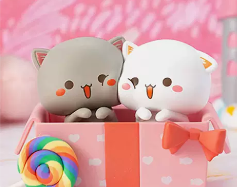 蜜桃猫第二弹手办让爱先行系列情侣可爱猫咪网...