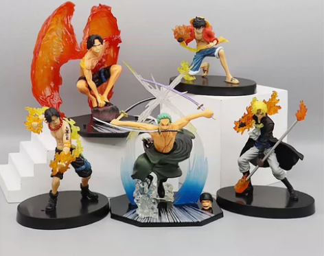 动漫航海贼王火拳路飞鬼斩索隆艾斯萨博手办模...