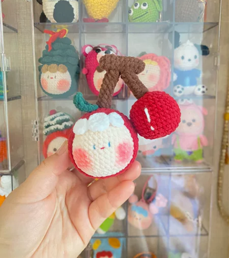 樱桃挂件一个钩织成品车厘子新年摆件礼物包包...
