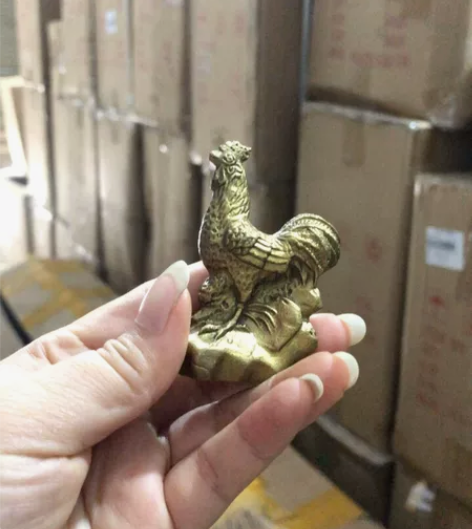 全新纯铜小公鸡，招财铜鸡摆件好品相，手把件...