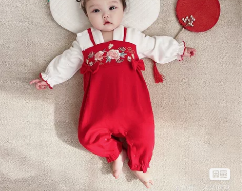 新生儿满月百天拍照摄影服装三套 唐装 公主...