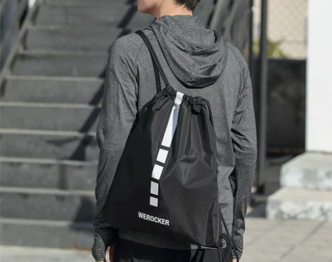 束口袋抽绳双肩包男健身房运动骑行背包简易小...