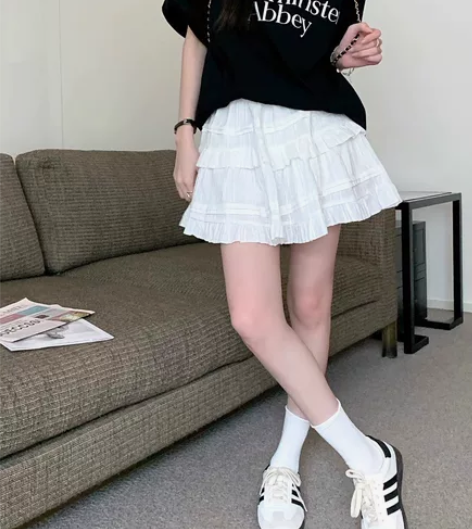 芭蕾风白色蓬蓬裙半身裙 胖mm大码A字蛋糕...