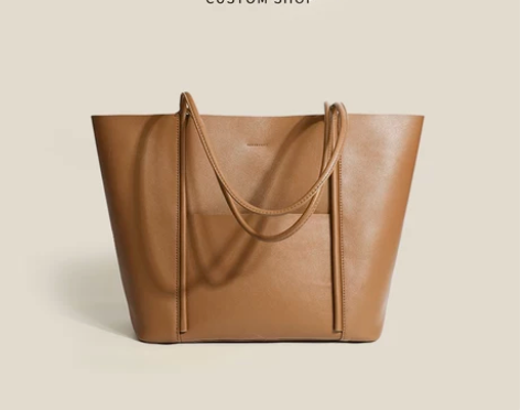 真皮托特包女大容量包包高级感小众百搭单肩包...