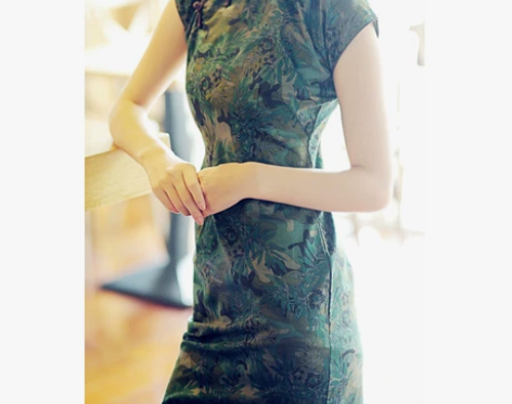 唐之语秋季中长款复古文艺日常印花亚麻旗袍裙...