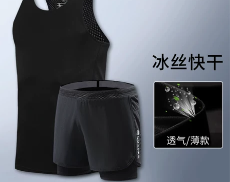 运动短裤男田径跑步紧身速干衣冰丝背心马拉松...