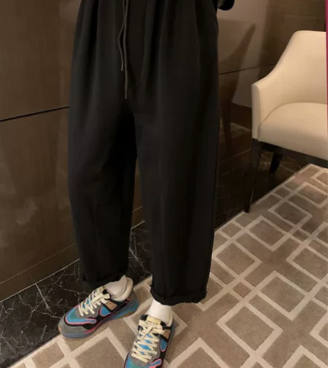 MONA 九分裤直筒休闲运动卫裤子长裤女小...