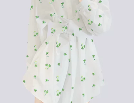 MeetMetro玛依尔田园风复古收腰衬衫...