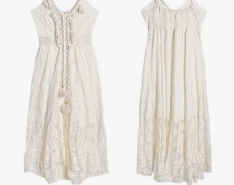 夏季高级感波西米亚马甲蕾丝连衣裙两件套民族...