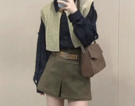 早秋装搭配一整套茶系穿搭甜辣妹盐系炸街韩剧...