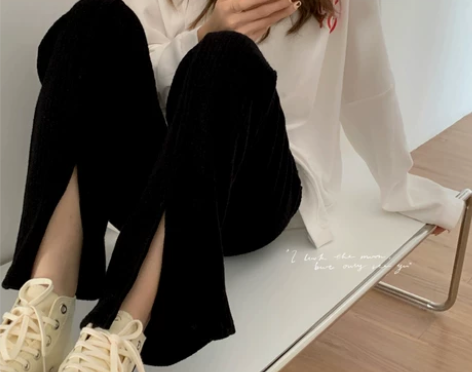 黑色休闲西装裤女秋季新款大码高腰直筒宽松显...