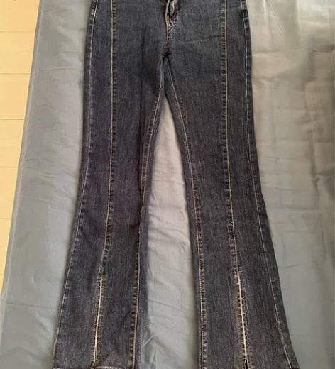 微喇牛仔裤女高腰牛仔裤微喇裤女 开叉牛仔裤...