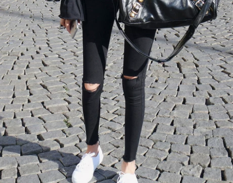 ?夏季2021年新款破洞牛仔裤女九分韩版薄...