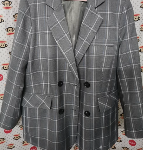 格子西服外套男春秋季潮牌宽松休闲西装，九五...