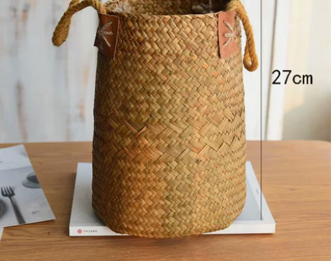 大麦花篮麦穗装饰藤编草编花篮花瓶编织袋手提...