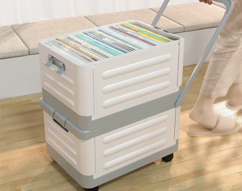 收纳箱书箱学生用教室装书本整理收纳盒带轮子...