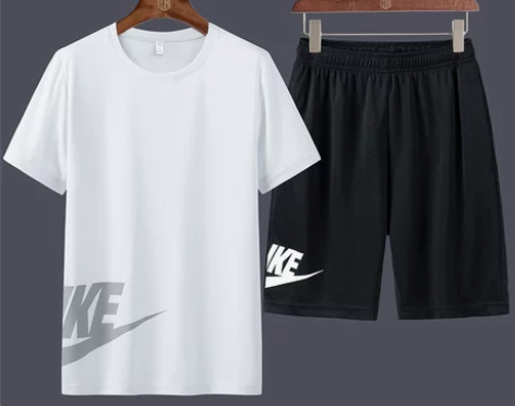 男士短袖t恤夏季潮流宽松大码休闲冰丝运动套...