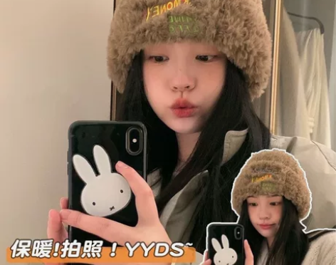 【全新包邮】毛绒针织帽女秋冬季日系大头围加...