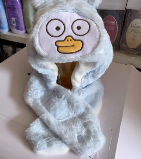 启初小刘鸭萌趣毛绒围巾帽 儿童帽子冬天 全...