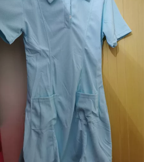 学院风华夫格连衣裙polo领白皮小个子 s码，颜色很清新蓝色...