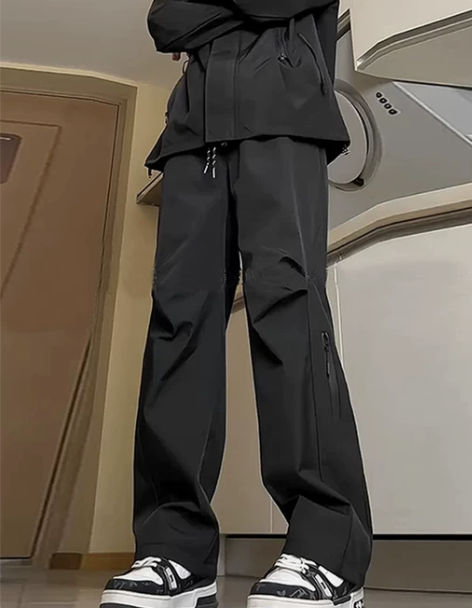 NASA潮牌美式工装冲锋裤男春秋季款运动宽...