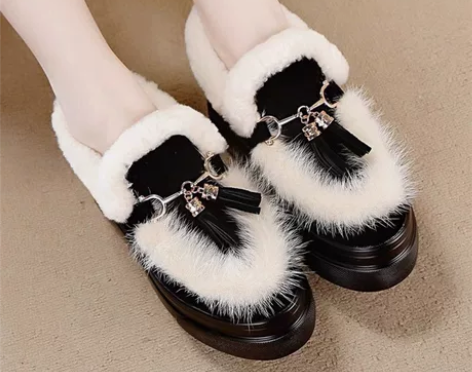 全新37码新款毛毛鞋女秋冬2023内增高8...