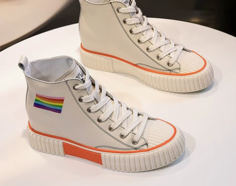 厚底透气真皮内增高小白鞋子女秋2019夏季...