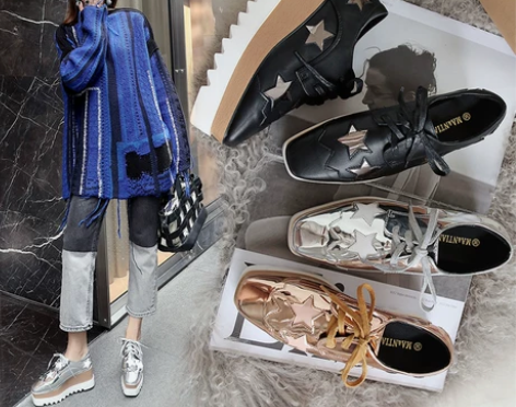 松糕鞋女厚底英伦欧洲站2023春新款百搭加...