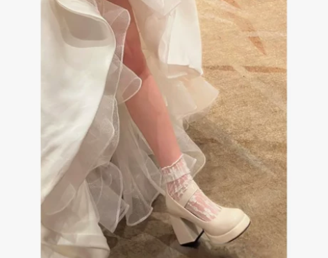 高跟鞋女婚鞋法式一字带玛丽珍鞋防水台粗跟单...