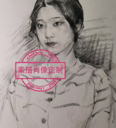 素描肖像绘画 纯手工绘制，可现场写生作画。...