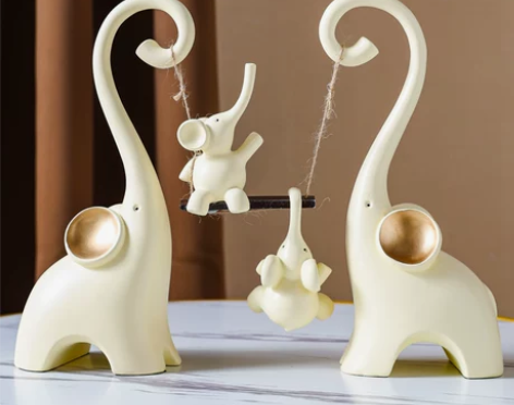 家居装饰品创意简约大象摆件客厅电视柜高端高...